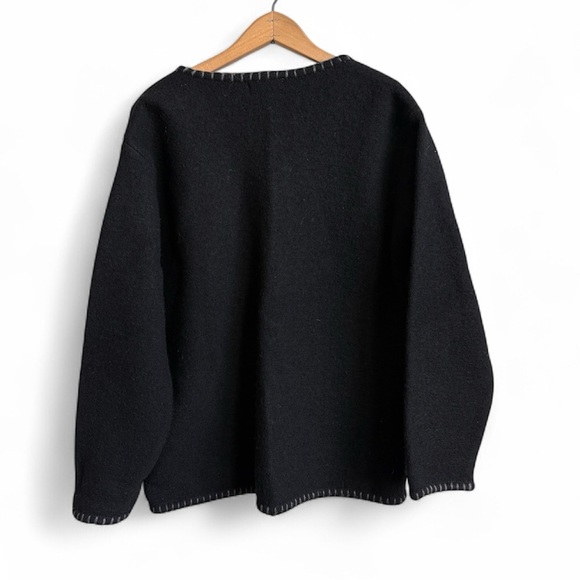 Vintage Express Tricot 100% Wool Black Cardigan Sweater  SMALL - Picture 2 of 7